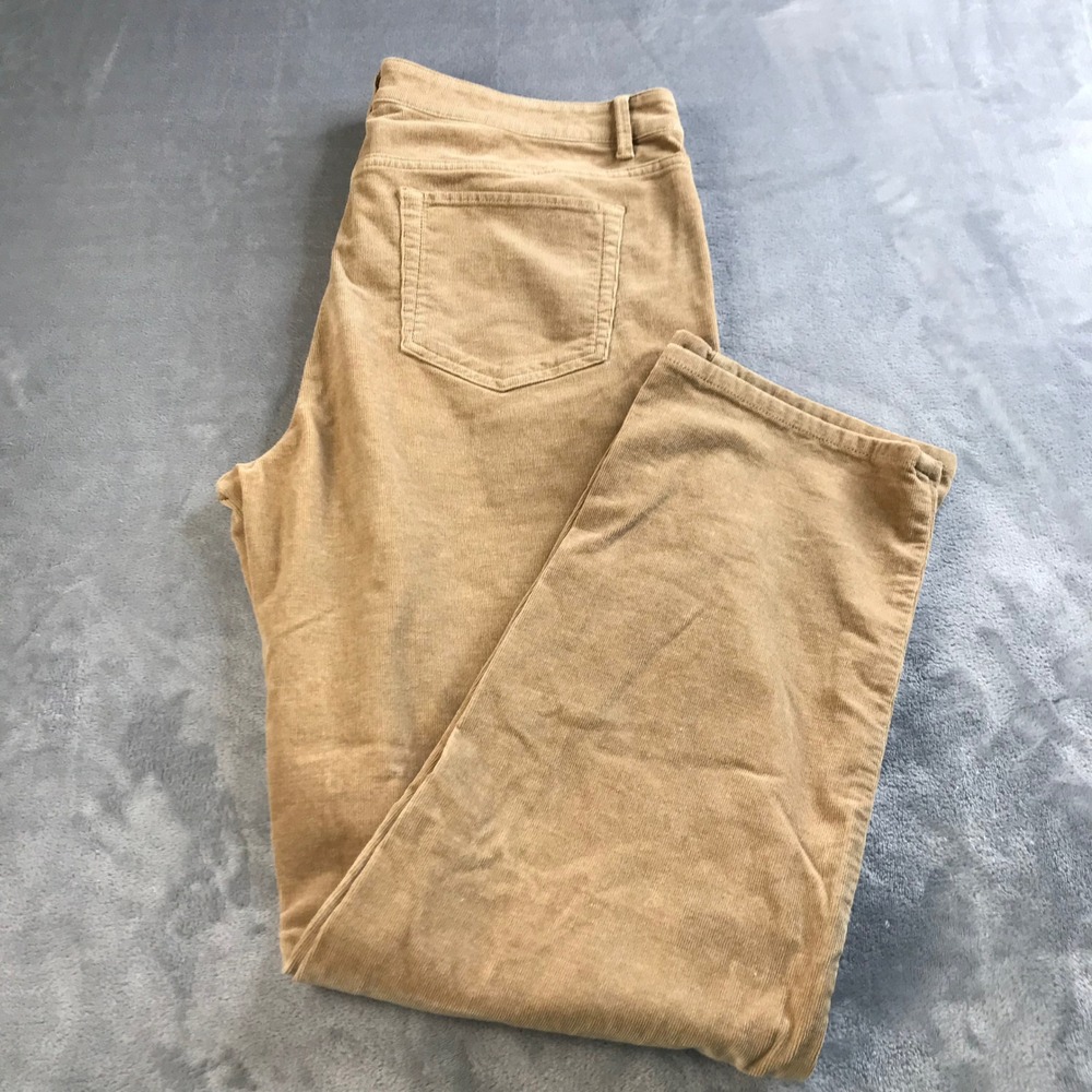 J. Jill Tan Corduroy Straight Leg Pants Women's 14 Camel Brown Mid Rise Casual